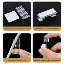 20pcs Transparent Cable Clips, Wire Organizers, Self-Adhesive Cable Holders For Desk, Wall, No Drilling Required - Transparent - View 5