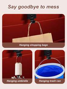 汽车座椅靠背挂钩 – 双合金挂钩，可挂包、水瓶和雨伞，承重25公斤，适用于标准头枕杆，可折叠隐藏式设计，适用于轿车和SUV - 收納掛鉤 - 查看 7