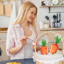 50/100 piezas Bolsas de regalo transparentes con forma de zanahoria y asas de cuerda retorcida, ambiente festivo, duraderas, adecuadas para huevos de Pascua - Multicolor - Ver 8