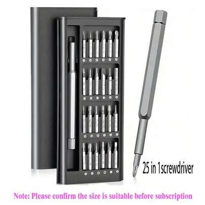 25-i-1 liten precisionsmagnetisk skruvmejselsats, professionell reparationsverktygssats, handtag i aluminiumlegering, lämplig för telefoner, datorer, klockor, bärbara datorer, MacBooks, dörrklockor, glasögon, elektronik