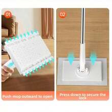 1pc Multi-Functional Household Face Towel Mop Clip, Easily Detachable Small Mop For Cleaning Bathroom, Shower Room, Walls, Glass, With Automatic Clamp - Multicolor - View 2