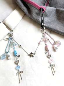 1PC Ocean Series Starfish And Small Fish Pendant Keychain For Girls Sweet Star Magnetic Friendship Backpack Pendant Mobile Phone Chain - one-size - View 2