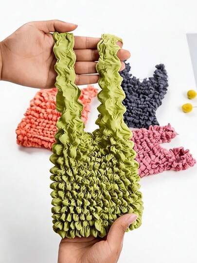 1pc Women's Expandable Tote Bag, Large Capacity Reusable Shopping Bag, Multi-Color Options, Foldable, Travel Essential, Pineapple Design, Crinkle Bubble Bag, Suitable For Travel, Camping, Outdoor, Beach, Summer Vacation, Back To School Season, Holiday