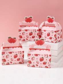 4 cajas de regalo con temática de fresa, decoraciones de fiesta de cumpleaños con temática de fresa, cajas de embalaje de regalo, bolsas de embalaje de regalo, decoraciones para baby shower, decoraciones para fiesta de revelación de género, cajas de recuerdos para fiesta de 1er cumpleaños, decoraciones de cumpleaños en rosa, decoraciones para fiesta de princesa, decoraciones para boda, decoración dulce de fresa, decoraciones de verano feliz, recuerdos para fiesta de baby shower - fresa - Ver 4