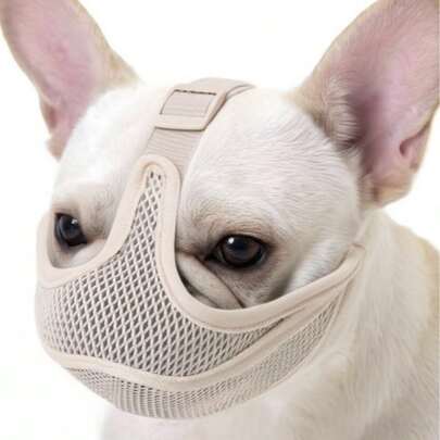Breathable Mesh Muzzle For Short-Nosed Dogs, Adjustable Anti-Chew Muzzle For Teacup, Pug, French Bulldog And Other Small/Medium Dogs, Pet Supplies