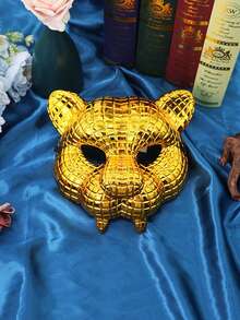 1pc Halloween Half-Face Mask, Specially Designed For Masquerade Balls, Carnival Parties, Electroplated Gold Animal Masks, Game Props - Multicolor - View 3