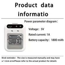 Quạt làm mát không khí bay hơi dung tích 500ml, hoạt động êm ái, sạc USB, 9 cánh quạt lưu lượng gió cao, dung lượng pin: 1800mAh. - Nhiều màu - Xem 11