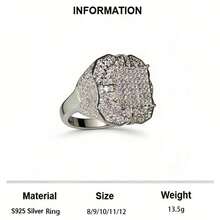 1pc S925 Sterling Silver Luxury Geometric Starry Design Ring With Shiny Zirconia Stone, Elegant Quality Jewelry For Women, High-Quality Wedding/Engagement Wear, Exquisite Gift For Loved One - Silver - View 5