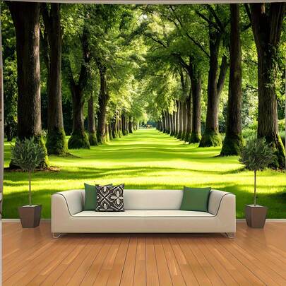 Captivating Natural Landscape Tapestry - Greenery And Sunlit Pathways Create A Realistic Scenic Wall Decor Effect - Suitable For Bedrooms, Living Rooms, And Offices. Made Of Polyester Fabric With Easy-To-Install Accessories - Horizontal Indoor Wall Hanging, Natural Landscape Decoration, Inspired By The Beauty Of Nature.