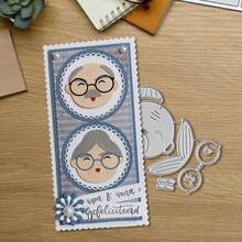 Creative Elderly Couple Metal Cutting Dies, DIY Scrapbooking Album And Embossing Stencil, Greeting Card Making Tool, Card Paper Cutting Crafts ,Gift Card Making Template Die Cuts. - Silver - View 3