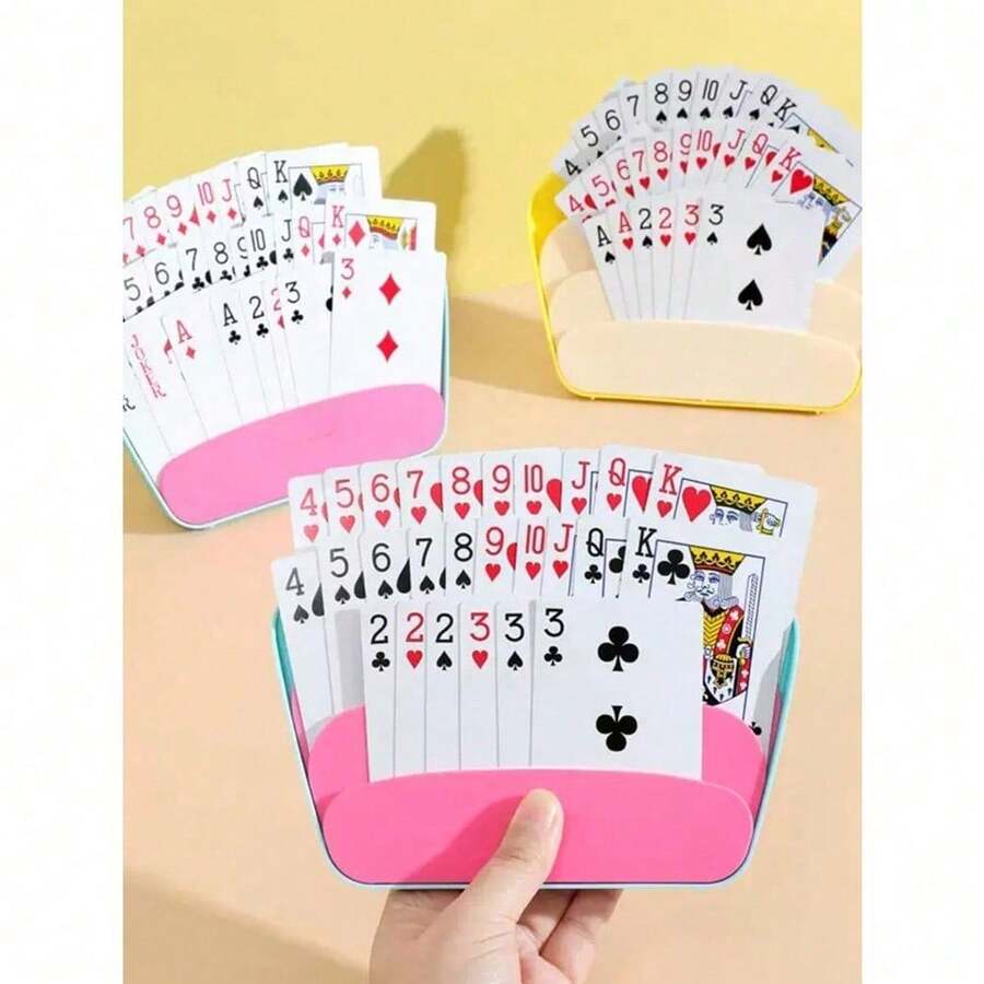 Playing Cards Accessories Holder Non-Slip Durable Support Stand Hands-Free Single-Handed Operation Card Rack For Poker Game Party Family Gathering Portable Stable Card Organizer - Multicolor - View 1
