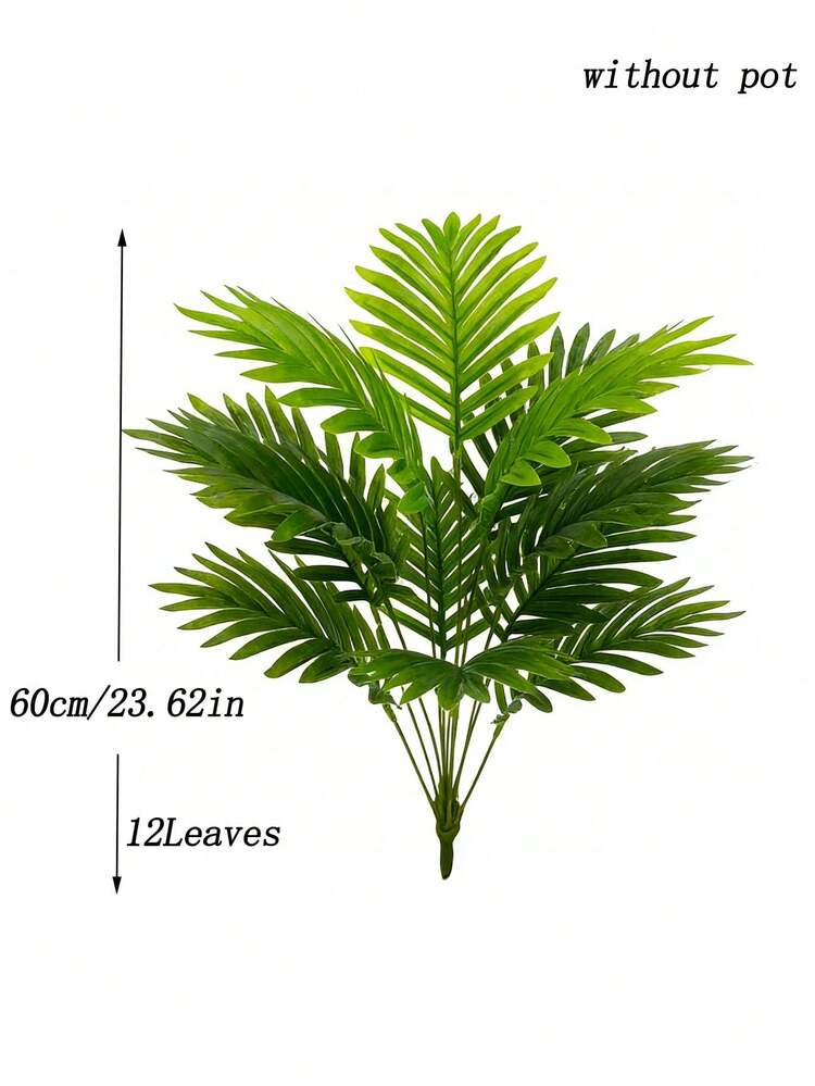 Árbol de palma artificial de 60-80 cm, plantas tropicales grandes de Monstera falsas, árbol de coco de plástico con hojas verdes, rama de árbol de palma falsa para decoración del hogar, jardín, interior, exterior, boda y fiesta - Verde - Añade 15