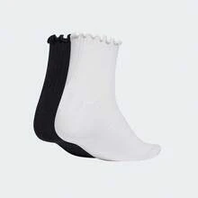 Adidas Originals 2 Pairs Unisex Ruffle 1/4 Ankle Socks, Discounted Set KD8367 - Black and White - View 2