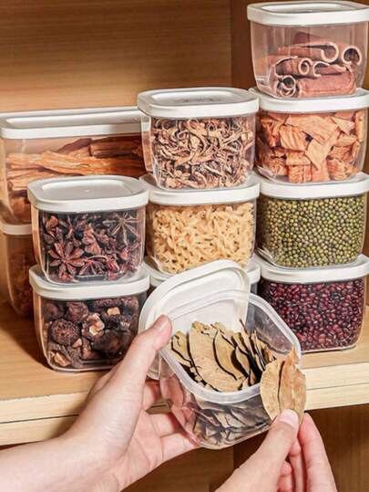 1/4/6 piezas Juego de frascos apilables herméticos para especias - Sistema de almacenamiento de cocina de plástico PP con tapas etiquetadas para hierbas, especias, canela, chile, curry en polvo, etc. - Ahorro de espacio para el hogar