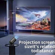 1pc 1080P Supported Mini Portable Projector - 180° Flexible Adjustable Angle & Instant Quick Focus, Supports WiFi Bluetooth Wireless Screen Mirroring - Compatible With IOS/Android/Windows Devices, Includes Remote Control For Home Theater, Outdoor Camping, Airbnb, And Smartphones/USB/Devices - Black - View 4