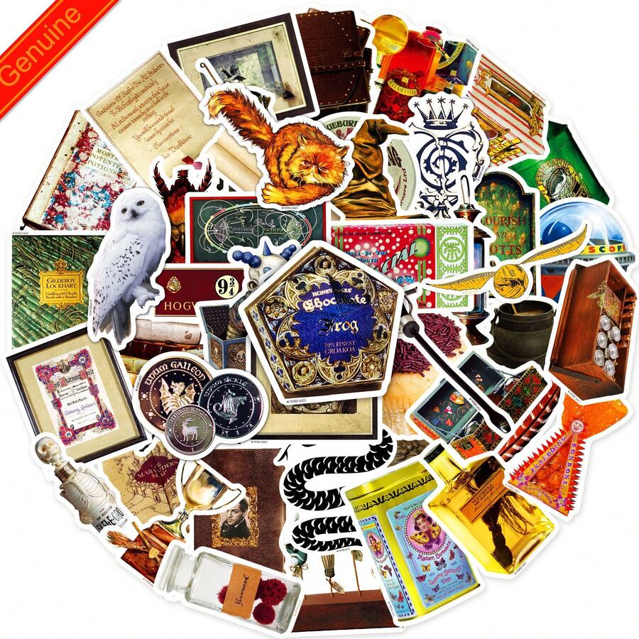 50pcs Harry Potter Officially Licensed Hogwarts Four Great Colleges Badge Props Vinyl Stickers, Waterproof Stickers For Party Decorations Envelope Water Bottles Laptop Bumper Bottle Cell Phone Hard Gift Hat Car, Fun Stickers For Teens Adults ﻿ - Multicolor - View 1