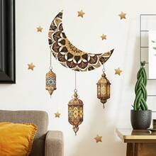 New Vintage Star & Moon Wall Decor Stickers, Middle East Style Self-Adhesive PVC Wall & Window Stickers - Multicolor - View 25