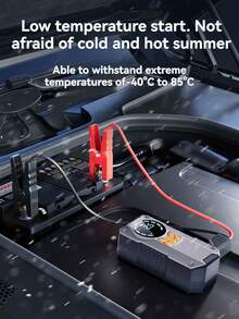 5000A 便携式汽车应急启动电源，带空气压缩机 - 12V 电池增压器，LED 指示灯，USB 快速充电输出，多重保护，包含启动线、气泵和汽车适配器 - 彩色 - 查看 5