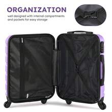 4 Piece Luggage Set 16/20/24/28 Inch Hardside Lightweight Suitcase With Spinner Wheels (Purple) - 紫色 - 查看 8