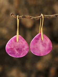 Colorful Imperial Stone Water Drop Earrings, Delicate Natural Stone Triangle Y2K Resort Earrings - Multicolor - View 10