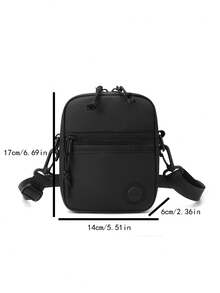 Mini PU Solid Color Crossbody Bag For Men, Suitable For Daily Commute, Travel, Shopping, Casual Wear - Black - View 2