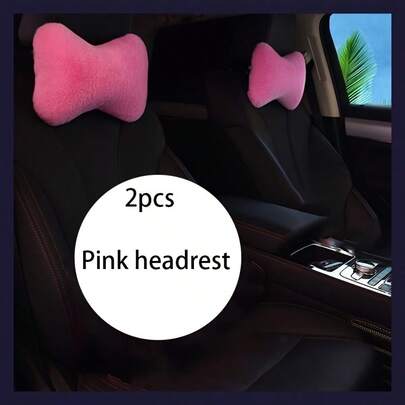 1/2 Pieces Of Luxurious Plush Car Headrest, Comfortable Neck Support, Fur Texture, Soft Sponge Inner Cushion, Making Travel More Comfortable