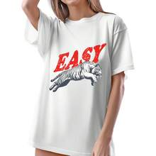 Easy Tiger Shirt Retro Boho Tee Unisex  Aesthetic Shirt Graphic Tee Y2k Woman Teen Girls Tee Crew Neck Pop Cool Summer T Shirt Short Sleeve Top,Animal Fruite Pet Pattern, Women Graphic T-Shirt, Fashion 2026,Gifts, Women's Clothing, Cartoon And Letter Printing, Comfortable Cotton Material, Skin Friendly, Soft And Cool, Spring Summer Women's T-Shirt Clothing - Design3 白色 - 查看 5