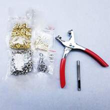Gold & Silver Eyelets Kit, Eyelet Pliers Metal Snap Set, Includes Snap Pliers, Sewing Craft Punch Tools Set, 5-Prong Snap Installation Kit, No Rivet Snap, Manual Press Pliers Snap, Stud & Socket Snap, Cable Grommet Tool Set, Metal Hole & Gold/Silver Washers, Hole Cable Grommet Manual Crimping Kit, Suitable For Leather/Belt/Shoes/Crafts
