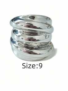 1 pieza Anillo de mujer con hilo giratorio, estilo minimalista exagerado de moda, color contrastante oro rosa, resistente al agua, no se desvanece, de alta calidad, personalizado para uso diario - Anillo de mujer de varias vueltas - Ver 21