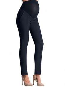 Maternity Pants Pregnant Women High Waist Skinny Work Office Pants Straight Leg Pants Ankle Pants Trousers Over The Belly Bootcut Dress Pants Stretch Pregnancy Trousers - Xanh đậm - Xem 1