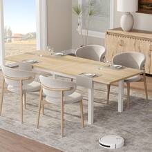 Techigher 5 Pieces Dining Table Set For 4-6, 63" Extendable Dining Room Table Set For 4, Kitchen Table With Benches And Stools, Kitchen Table Set, Dinner Table Set For 6 - Wood-colored Table Only - View 3