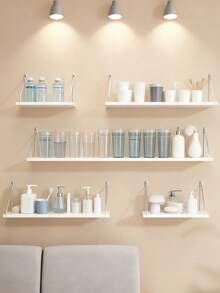 1件免钻孔壁挂式装饰悬挂书架储物架宿舍房间壁挂式木板架，一体式悬浮架，适用于卧室、客厅、电视背景墙、壁挂式置物架 - 白色 - 查看 6