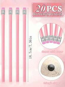 粉色婚礼HB铅笔套装，纯石墨铅笔，木质笔杆，带橡皮擦。适用于学校用品、绘画、素描、新娘送礼会、婴儿送礼会、美术用品和办公用品。开学季必备。 - 淺粉色 - 查看 10