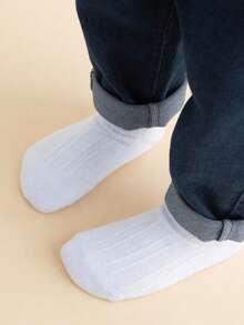 10 Pairs Kids/Youth Striped Cotton Casual Comfortable Versatile Mid-Calf Socks - Black and White - View 5