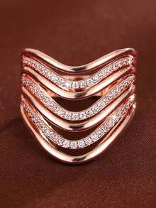 1 chiếc nhẫn đá Cubic Zirconia thanh lịch, quà tặng Ngày Valentine cho nữ, thích hợp cho đám cưới, lễ đính hôn, kỷ niệm, tiệc tùng. - Hoa hồng vàng - Xem 9