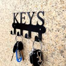1pc Wall Mounted Key Holder - Metal Key Hooks, Easy Installation, Suitable For Entryway, Kitchen, Office - Casual Style Decorative Key Organizer Rack With Special Easy-Install Feature - Multicolor - View 1