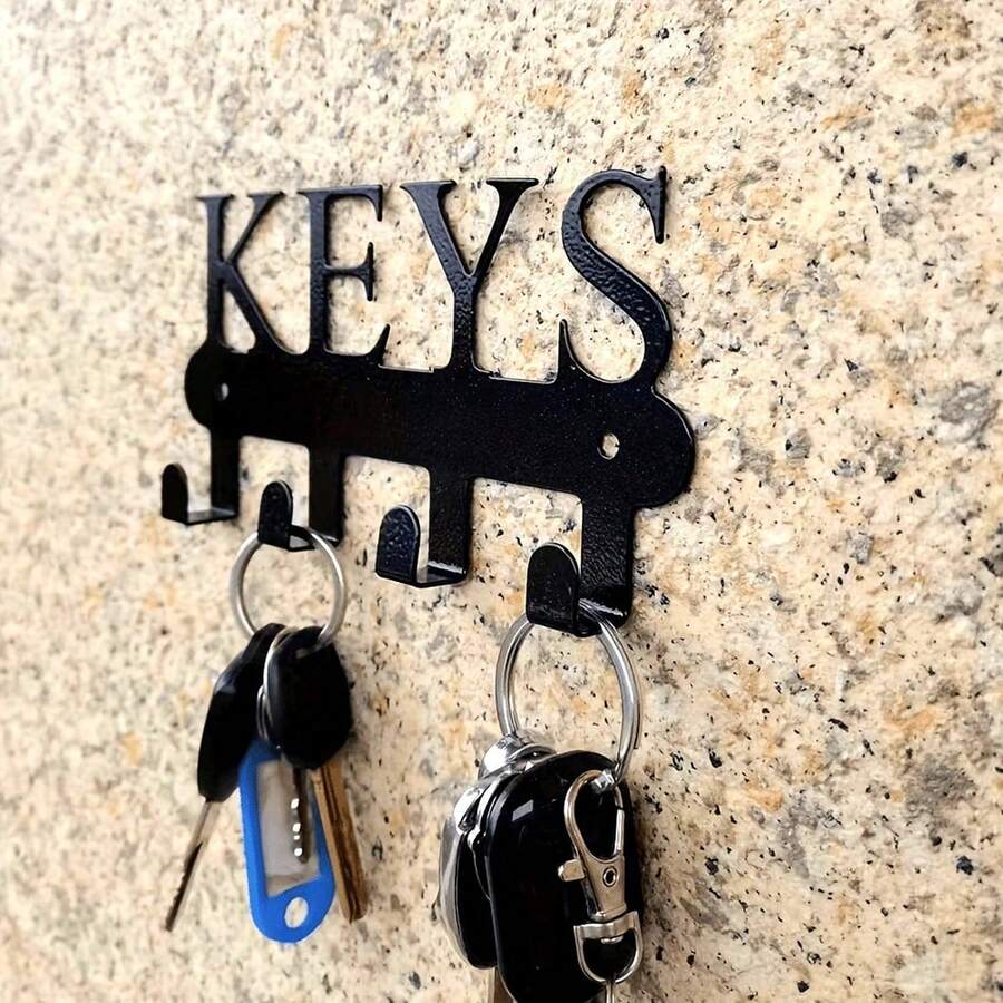 1pc Wall Mounted Key Holder - Metal Key Hooks, Easy Installation, Suitable For Entryway, Kitchen, Office - Casual Style Decorative Key Organizer Rack With Special Easy-Install Feature - Multicolor - View 1