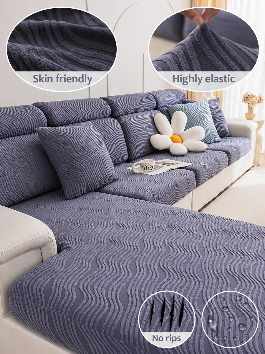 1 PC Sakura Bank Shake Fleece Elastic Anti Cat Scratch Sofa Cover Four Seasons All Inclusive Universal Set Sofa Hat Cushion,Suitable For Living Room Sofa Protection Of L-Shaped Sofas And 1, 2, 3, 4 Seat Sofas - Thin Vines - Dark Gray - View 1