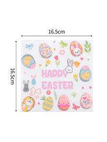 20pcs/Set Multi-Style Easter Napkins With Cute Egg & Rabbit Prints Smooth Texture Ideal For Easter Parties & Events - Multicolor - View 8