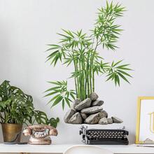 1pc Green Bamboo And Rock Garden Wall Sticker, Perfect For Adding A And Peaceful Atmosphere To Home, Bedroom, Living Room And Spaces. Self-Adhesive Wallpaper Brings Vibrant Spring Vibe To Your Home - Multicolor - View 7