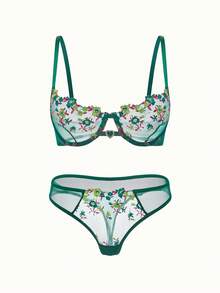Bonmuse Conjunto de 3 peças de lingerie feminina sexy com 6 peças cada, nas cores: preto/vermelho, preto/azul e bordô. Confortável para uso diário, com sutiãs e calcinhas sensuais. Ótima opção para presentes de Natal e festas de Halloween. - Multicolorido - Ver 7