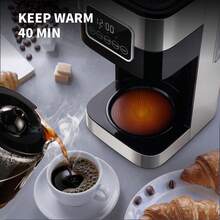 Filter Coffee Maker Touch Screen Drip Coffee Machine With Adjustable Brew Strength, 24 Hours Timer, And 1.2L Thermal Carafe For 10 Cups, Easy To Clean Filter - 銀色 - 查看 4