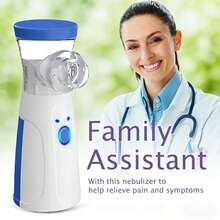 Nebulizer, Portable Nebulizer, Adult And Pediatric Nebulizer Machines For Breathing Aids, Nebulizer Masks And Mesh Nebulizer With Adjustable Nebulization Rate (Without Battery) - Blue and White - View 2