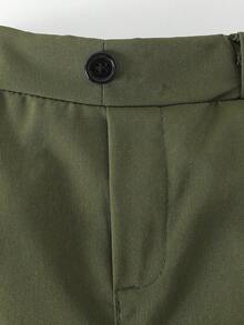 Boys' Solid Color Casual Shorts, Elastic Waist Pockets Sports Shorts, School Uniform Pants - Green - View 4