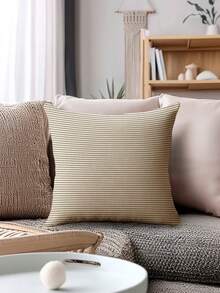 Bộ 4 vỏ gối in họa tiết kẻ ô đơn giản màu be và cà phê, vỏ gối bằng vải lanh mềm mại, không kèm ruột gối, phong cách tối giản tươi mới trang trí nhà cửa, vỏ gối vuông giả vải lanh, vỏ gối trang trí sofa hiện đại, không kèm ruột gối. - be - Xem 8