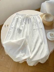 Pretty and Ole Pantalons blancs décontractés grande taille pour femmes, à la mode pour l'été - Blanc - Voir 5