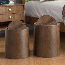 1个极简木纹垃圾桶，纤薄节省空间设计，可拆卸除臭盖，耐热表面，现代时尚，适用于客厅/浴室/卧室/办公室/宿舍，公寓收纳必备，小型垃圾桶，废纸篓，办公装饰，节省空间方案，家居收纳必备 - 彩色 - 查看 2