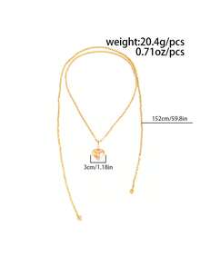 1件简约纯色街头风古币吊坠Y字形长项链，甜美方形CCB串珠颈链，适合派对、度假、送礼和日常佩戴 - 金色 - 查看 4