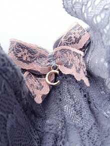 女士浅灰紫色性感薄款半罩杯蕾丝无钢圈文胸，舒适透气提拉支撑小胸文胸 - 淺灰紫 - 查看 7