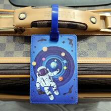 Creative Astronaut Luggage Tag, High Quality Travel Accessories, Baggage Tag, PU Leather Tag, Boarding Tag, Name ID Labels With Privacy Cover For Suitcases, Boarding Tag Portable Label - Multicolor - View 9